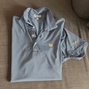 Peter millar Mens large Medinah country club golf polo blue camel logo